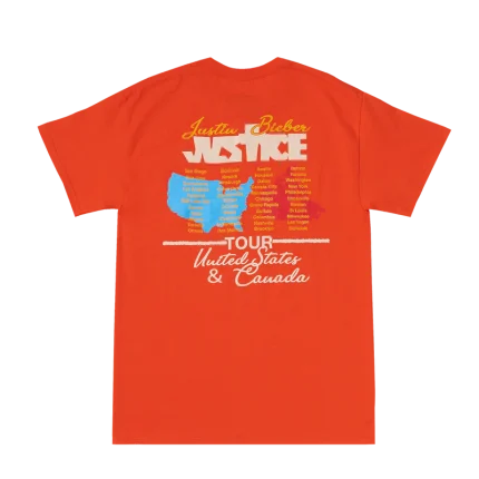 Justin Bieber Justice Tour Orange Drew Shirt